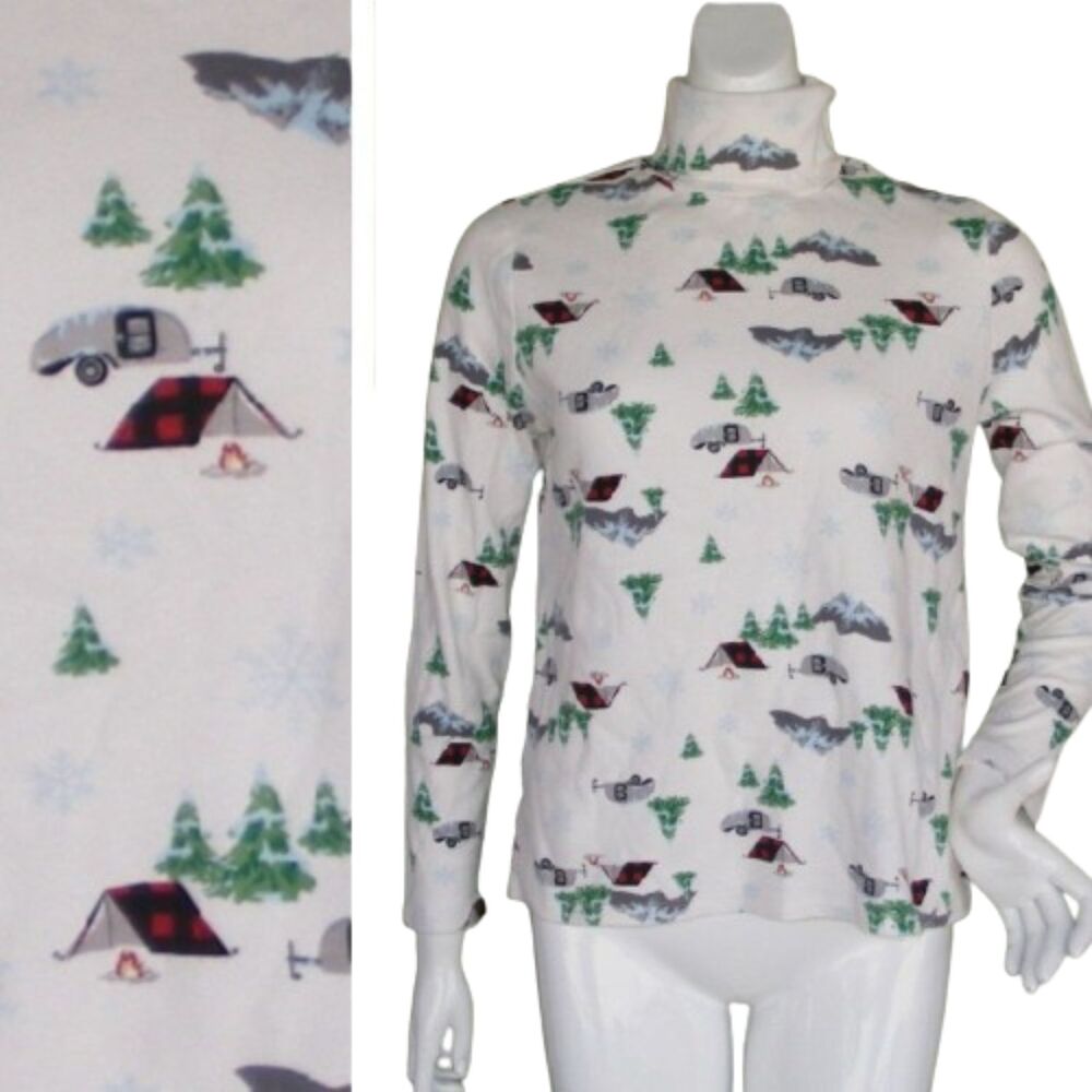 TIME & TRU Turtleneck, L, RV/Tent/Camping theme, Long sleeve